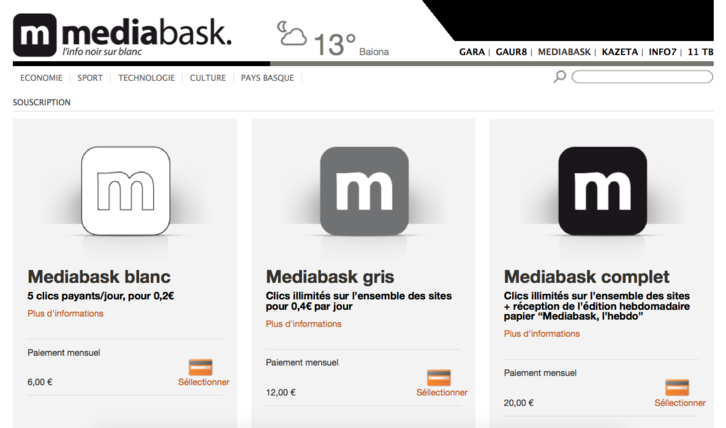 MEDIABASK propose trois types d'abonnement.