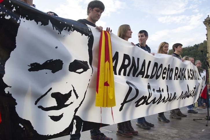 Manifestation le 17 octobre pour exiger la liberation d' A.Otegi et de R. Díez. (Juan Carlos RUIZ/ARGAZKI PRESS)