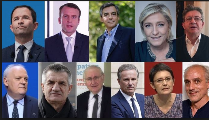 Les onze candidats à l'élections présidentielle 2017. © DR
