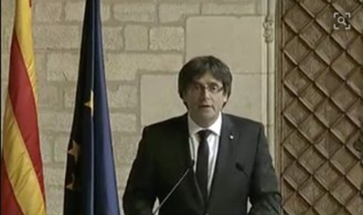 Carles Puigdemont au siège de la Generalitat.