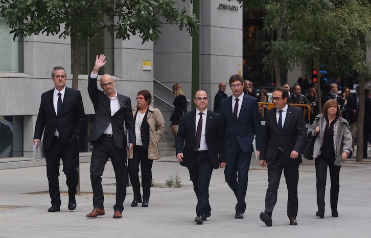 Une partie de l'executif catalan s'est présenté, ce jeudi matin, à l'Audicencia Nacional. (J. DANAE/ARGAZKI PRESS)