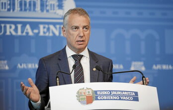 Iñigo Urkullu, durante una rueda de prensa para presentar medidas contra la inflación.