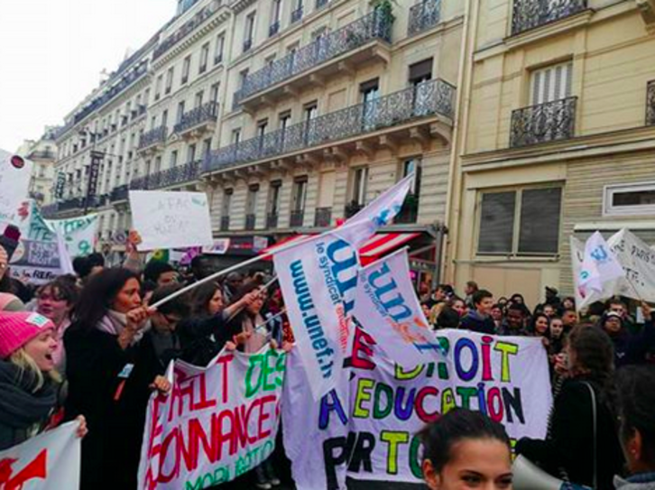 Des membres de l'Unef lors d'une précédente manifestation à Paris. © UNEF