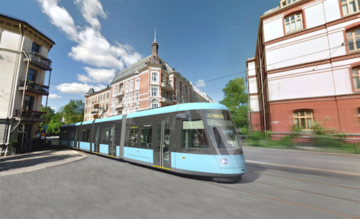 Un tramway électrique construit par Caf pour la ville d'Oslo. (CAF)