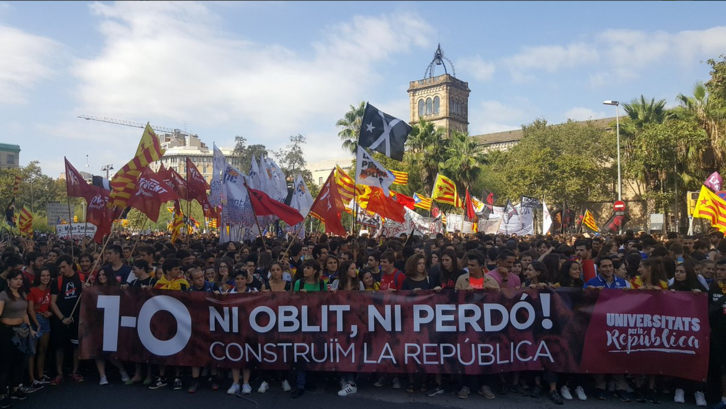 Mobilisation des étudiants à Barcelone. ©Ibai Azparren