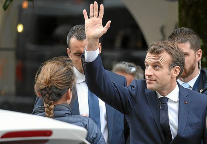 Emmanuel Macron, lors de sa visite à Biarritz pour la préparation du sommet du G7. © Bob EDME