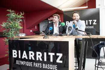 Shaun Hagerty et Jean-Baptiste Aldigé lors de la conférence de presse. 